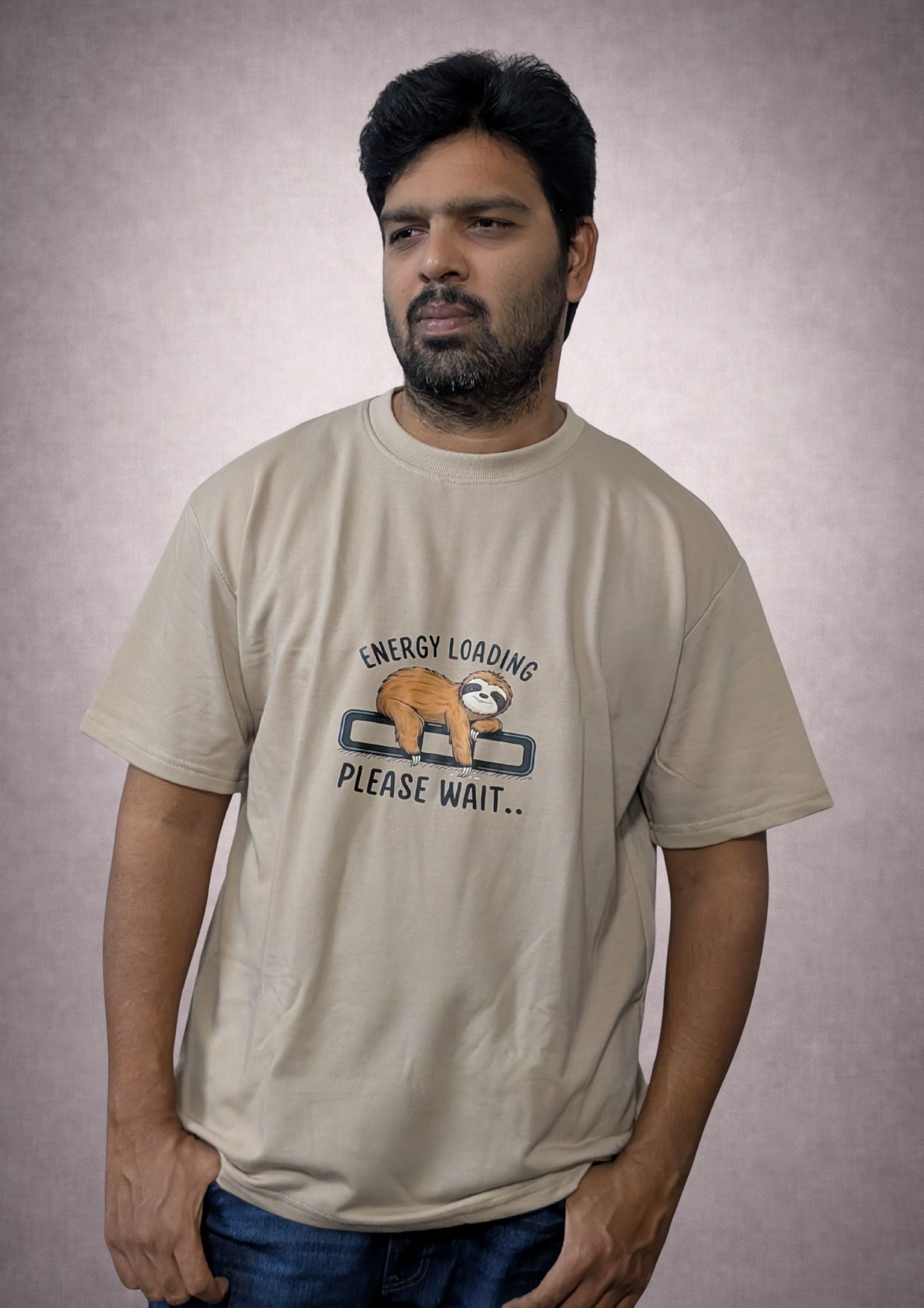 Energy loading in Beige Ovesized T shirt